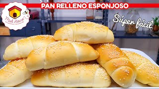 Como hacer pan relleno de jamón y queso MUY FACIL