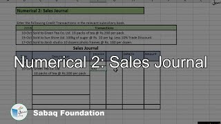Numerical 2: Sales Journal