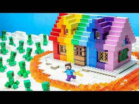 Battle 1000 CREEPERs in Lego Minecraft world