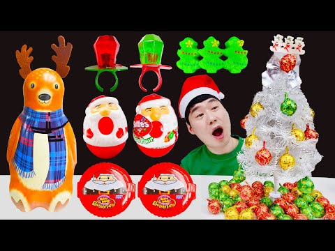 Mukbang 크리스마스먹방 Christmas Mukbang 눈사람초콜릿  Marshmallow 반지캔디 루돌프초콜릿 Tic Tac Candy 브라우니 스키틀즈  JJAEMI째미