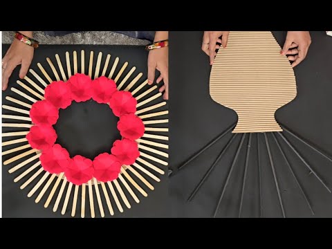 Amazing Home Decoration craft ideas | Waste cardboard and ice cream sticks using wall decor | DIY