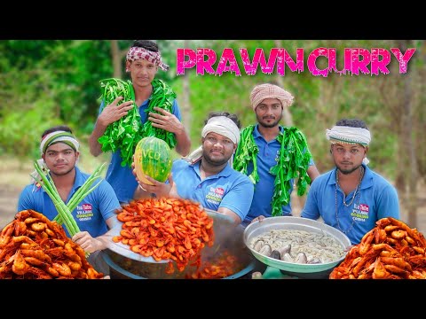 PRAWNS GRAVY Recipe | Villagers cooking Prawns Masala||Village Cooking Hindi PRAWN CURRY Hindi .