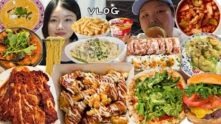 배달+집밥으로 위(胃)고비 넘김🫢 먹방 브이로그 | 슈프림양념치킨 실비김치 크림짬뽕 바질크림새우 쉑쉑버거 돼지고기짜글이 피자 크림파스타 리조또 캘리포니아롤 Mukbang VLOG