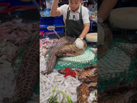 brown colour moray eel fish cutting #fish #fishing