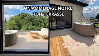 AMENAGEMENT TOIT TERRASSE : SPA 2 PLACES ET SALON DE JARDIN