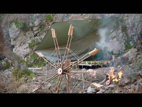 Bushcraft by the River: Waterwheel Making, Roasting Chicken and Foraging Wild Mushrooms