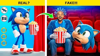 ¡Sonic Falso vs Shadow Real! ¡Fácil Desafío de Colarse en las Películas!