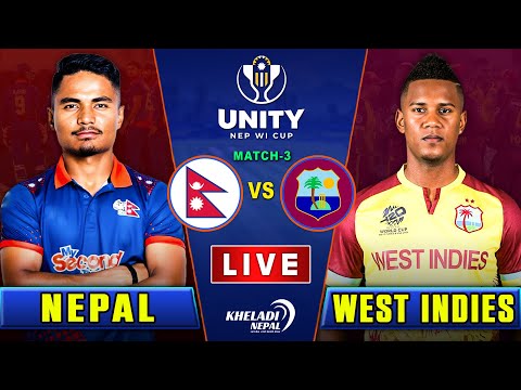 NEPAL VS WEST INDIES CRICKET MATCH | UNITY CUP, MATCH-3 | Nep vs WI | Live score & Audio Commentary