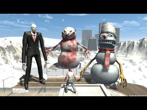 Slenderman Fights Evil Snowman In Indian Bikes Driving 3D