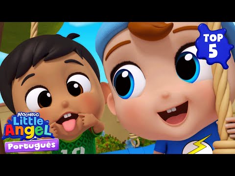 Top 5  canções com os amiguinhos ❤️  Little Angel Brasil | Músicas Infantis em Português