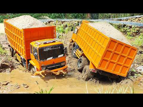 UJI NYALI Dump Truk Fuso 220 Ps Kirim Muatan PASIR Truk Tenaga MONSTER Melintasi Tanjakan Ekstrem