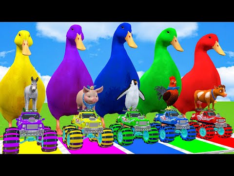 Long Slide Game With Elephant Gorilla Buffalo Hippopotamus Tiger 3d Animal Game Funny 3d Animals