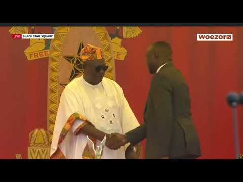 Wife of President Mahama (1st lady) and kids congratulates their father after been sworn in ……