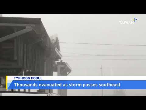YouTube video thumbnail:  Thousands Evacuated as Typhoon Podul Passes Southeast Taiwan