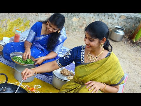 కట్టెల పొయ్యిమీద రాగి సంగటి పొట్టేలు కూర?అప్పుడప్పుడూ ఇలాంటివి తప్పవు?Village Traditional Cooking