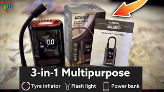BEST 👉3 in 1 Agaro Galaxy Cordless Portable Tyre Inflator with Power bank & Torch #agaro