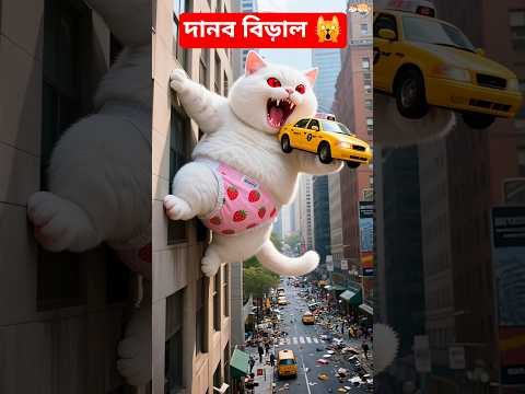 বিড়ালটি বিশাল বড় দানব হয়ে গেল 🙀🐈 #cat #cartoon #funnycats #catvideos #aicat #aicartoon #cats #shorts