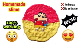 How to make slime at home | No borax activator slime making | Shinchan slime DIY