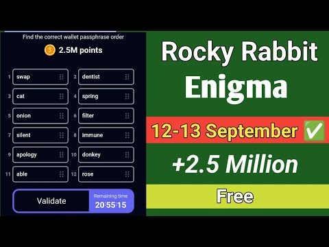 Rocky rabbit enigma today | Rocky rabbit enigma 12 september