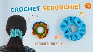 Crochet Scrunchie tutorial for Beginners | Easy Crochet Hair tie Ponytail Holder - Hair Accessory