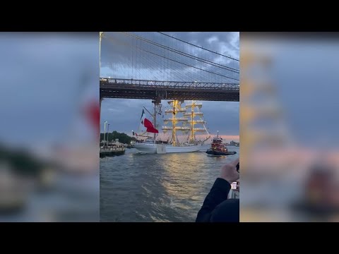 Videos capture Mexican Navy ship crashing into Brooklyn Bridge
