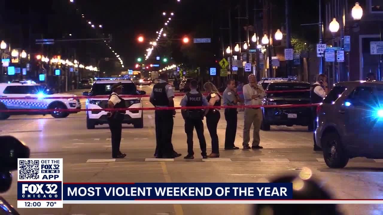 Chicago has its most violent weekend of the year: 2 mass shootings, 74 people shot, 6 murders