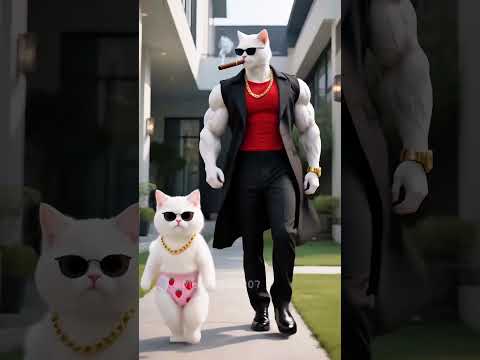 Dad Cat saved his Family fro🙀(PT- 528) #catsoftiktok​ #cat​ #cute​ #aiart​ #ai​ #poorcat​ #catlover