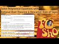Exploring Rational Root Theorem and Descartes' Rule of Signs