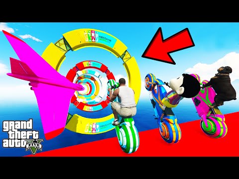 FRANKLIN TRIED IMPOSSIBLE RING TUNNEL MEGA RAMP PARKOUR CHALLENGE CAR BIKE GTA 5 | SHINCHAN and CHOP