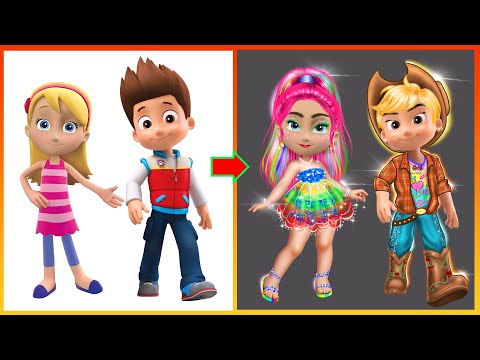 Transforming Ryder and Katie into My Little Pony Rainbow Dash and Apple Jack: A Paw Patrol Glow Up