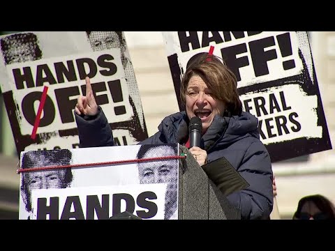 Sen. Klobuchar speaks at Hands Off! protest at Minnesota State Capitol