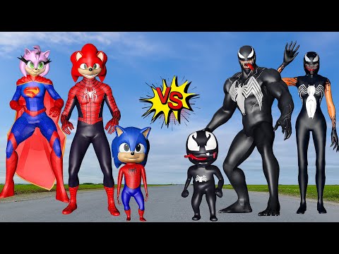 SONIC SPIDER-MAN FAMILY VS VENOM FAMILY - In real life