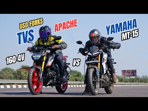 Yamaha MT15 v4 Vs  2025 Tvs Apache 160 4v USD FORKS Drag Race