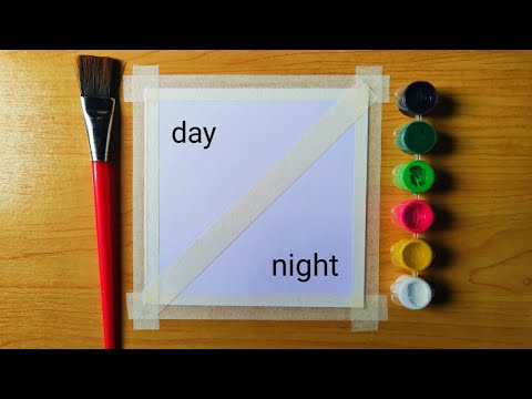 Amazing Day and Night Watercolor Painting for Beginners / step by step tutorial Easy