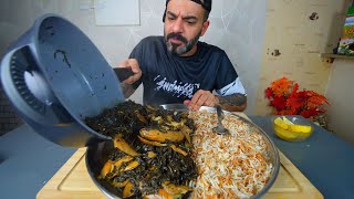 تجربة اكل الملوخية السورية لاول مرة - ملوخية سورية على اصولها Syrian Moloukhia Mukbang eating Show
