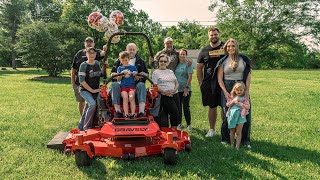 Surprise! Landon Dickerson gifts new Gravely lawn mower to his grandfather