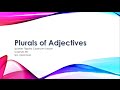 Plurals and Agreement in Spanish Adjectives