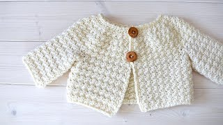 How to crochet a simple textured baby / children's cardigan - The Esme Cardigan
