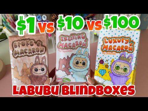 $1 VS $10 VS $100 Labubu paper squishy blind boxes! - Flow DIY