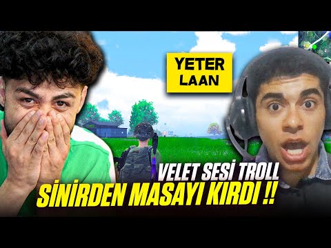SİNİRDEN MASAYI KIRDI ! ( VELET SESİ TROLL ) - PUBG Mobile