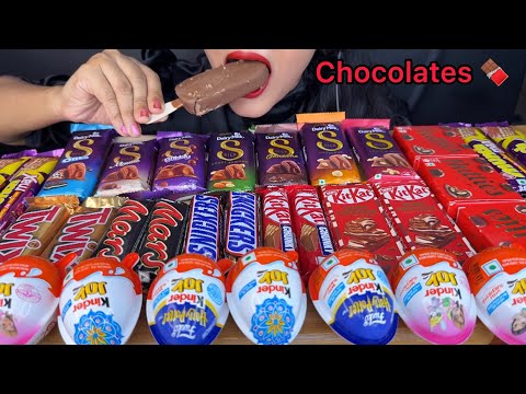 ASMR EATING CHOCOLATE,DIARYMILK SILK,MARS,KITKAT,TWIX,MUNCH,NUTTIES,KINDERJOY,BASKIN-ROBBINS