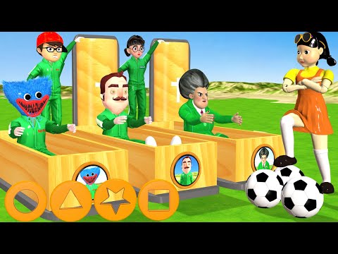 Scary Teacher 3D Miss T vs 4 Neighbors Kick Ball Into Goal Challenge in Squid Game Season 2