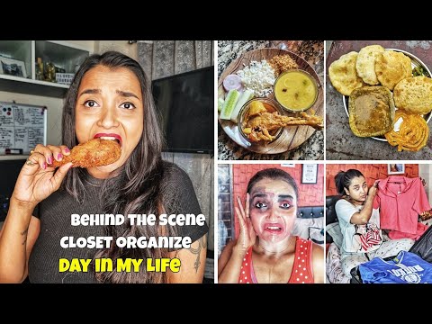 Vlog - What I Eat in CHEAT DAY ? Cooking কাতলা মাছের কালিয়া - Shoot Day, Closet Declutter & More