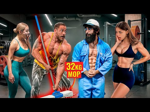 32KG Mop Shocks GIRLS and BodyBuilders in a GYM | Pretended to be a CLEANER #46