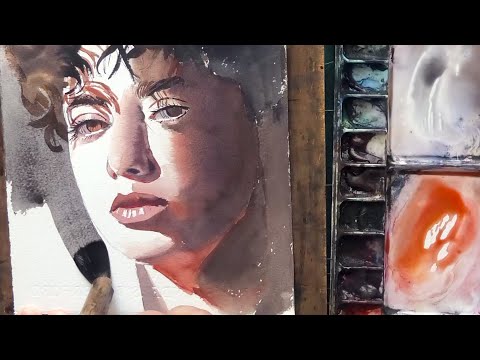 Watercolor Portrait Painting & Relaxing Music 😊