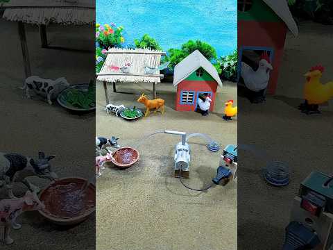 mini cow shed mini motor water pump project