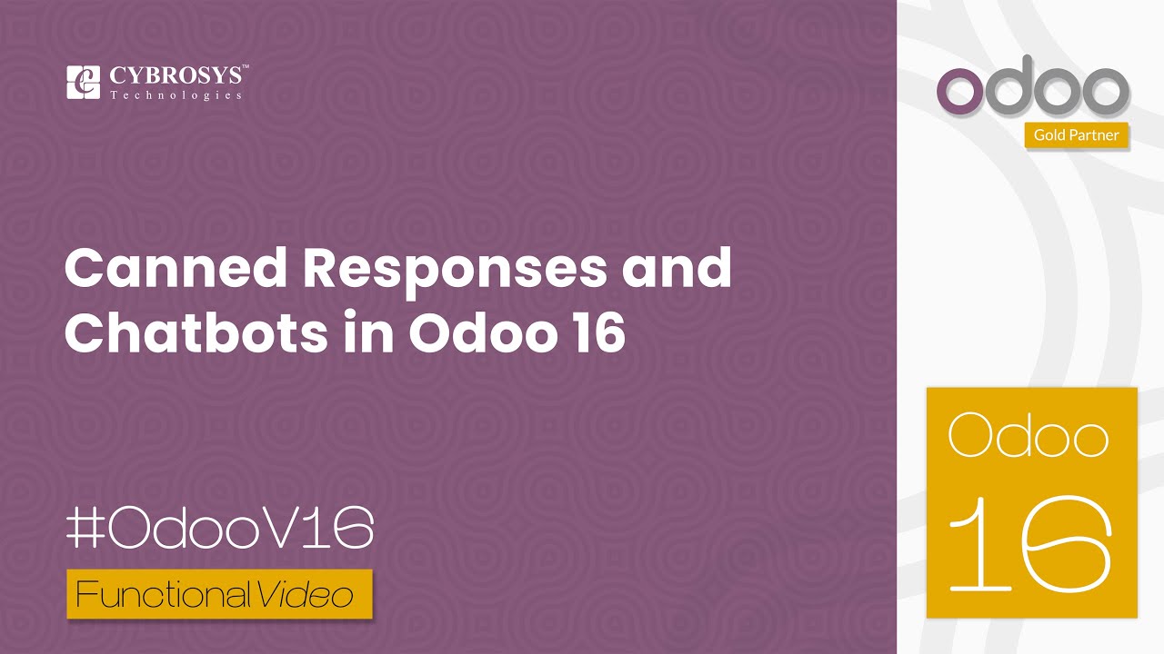 Use of Canned Response & Chatbots in Odoo 16 | Odoo 16 Functional Videos | 06.01.2023

This video explains the canned response in Odoo 16. Canned Responses can be defined as predefined responses for commonly ...