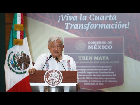 Tren Maya y entrega de reconocimientos a ingenieros constructores, desde Chetumal, Quintana Roo
