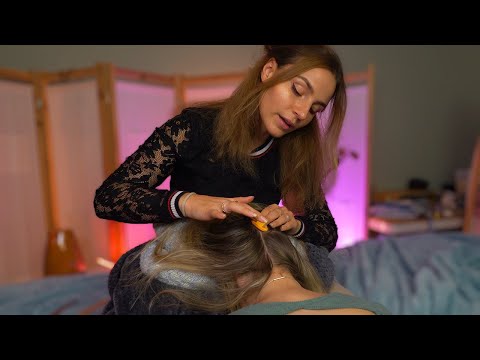 ASMR Head in a Lap HAIR BRUSHING with Soft SINGING | real person, motherly affection