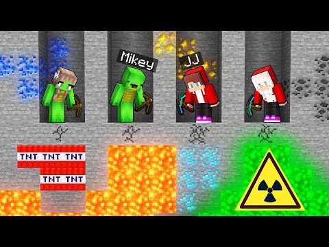 JJ and Mikey in FAMILY SECRET MINE Challenge in Minecraft - Maizen